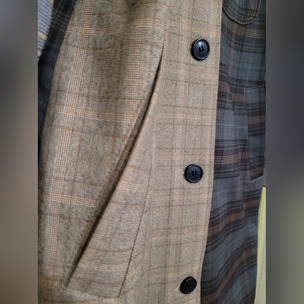 Urban Outfitters Plaid Oversize Trench Jacket in Tan and Brown Medium - Picture 6 of 13